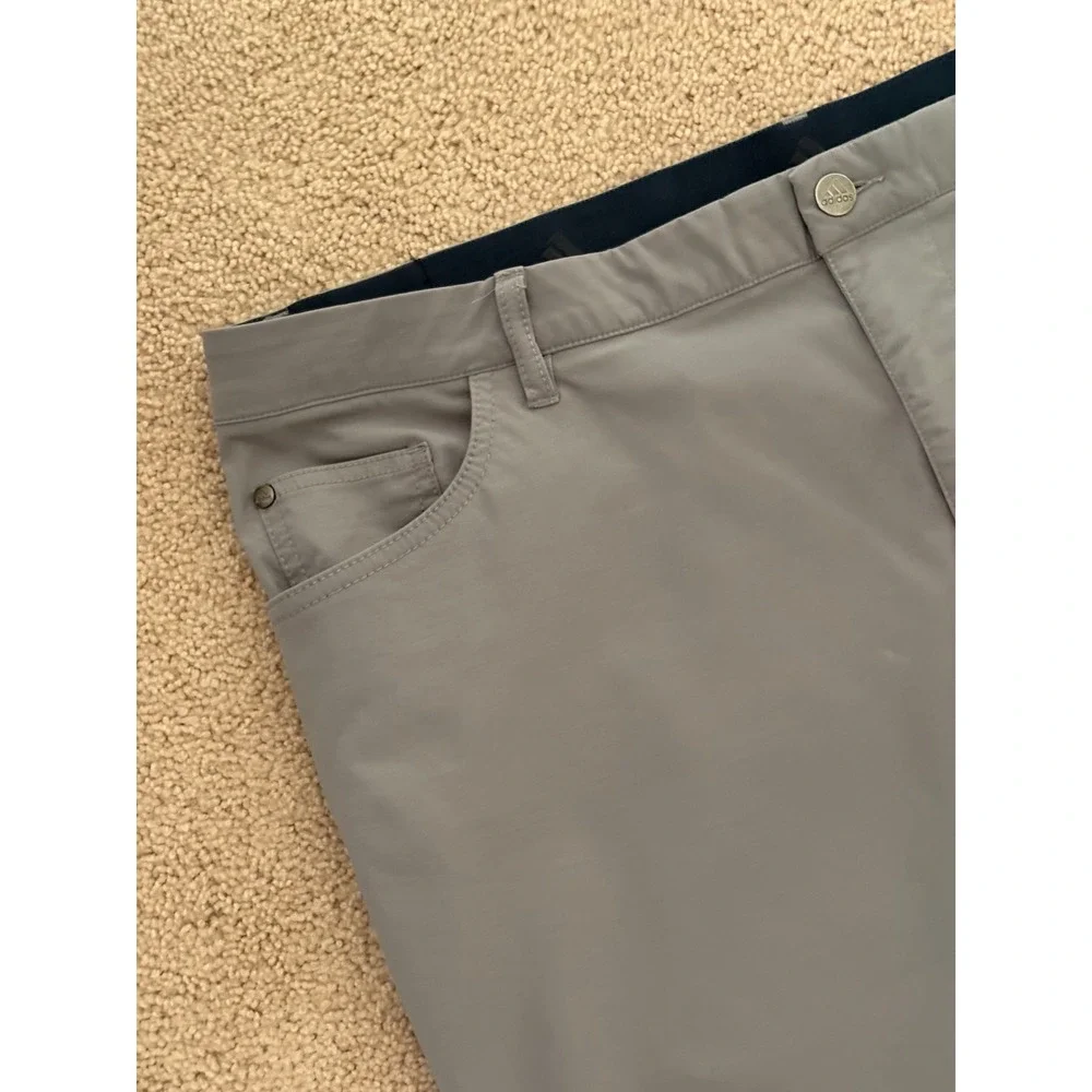 Adidas Mens Golf Go-To 5 Pocket Pants Tapered Fit 38x34 Grey Primegreen Stretch